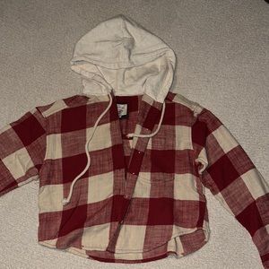 Flannel crop hoodie